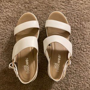 White Faux Leather Platform with Ankle Straps